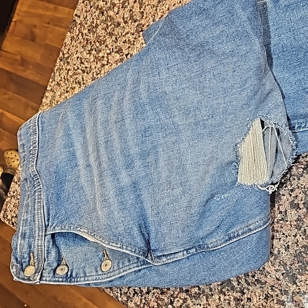 Old Navy distressed denim overals